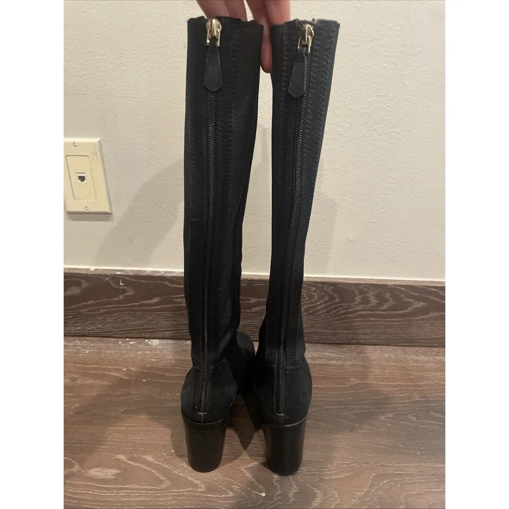 Tory Burch Womens Black Round Toe Knee High‎ Zipper Riding Boots No Size